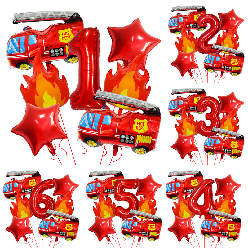 7PCS Fire Truck Themed Flame N - Balloon Arch Kit ulasan dan harga