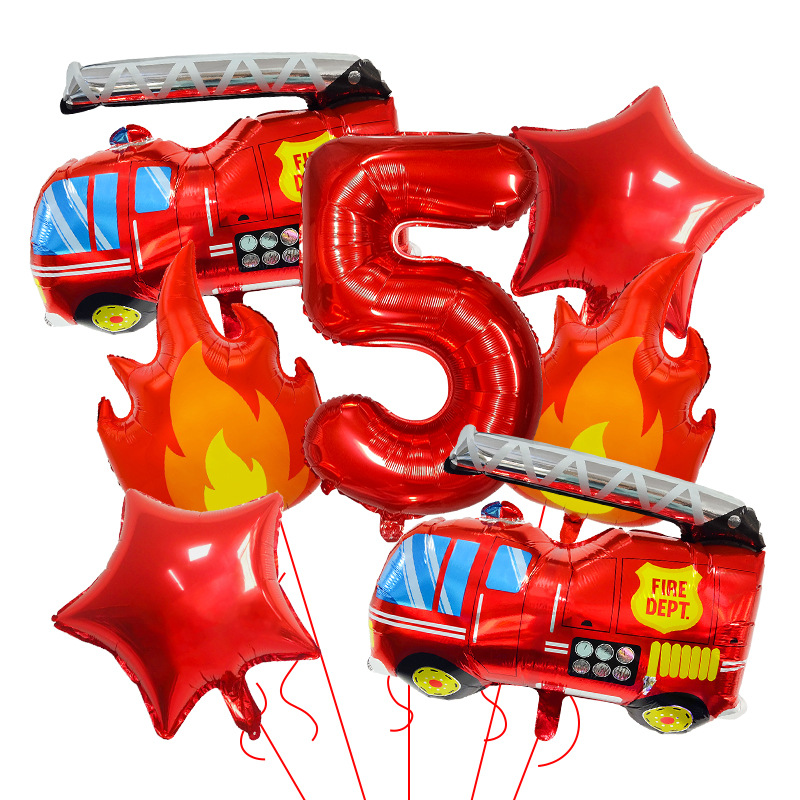 7PCS Fire Truck Themed Flame N - Balloon Arch Kit ulasan dan harga