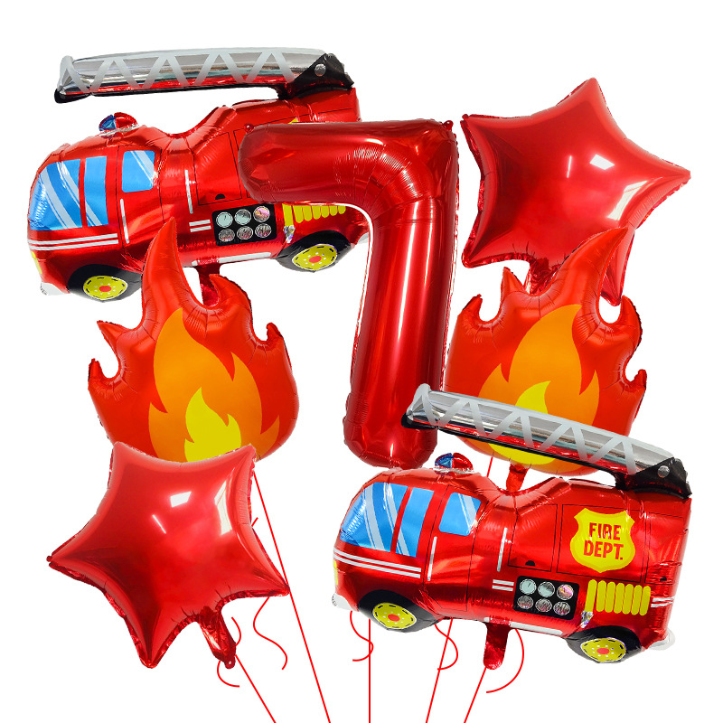 7PCS Fire Truck Themed Flame N - Balloon Arch Kit ulasan dan harga