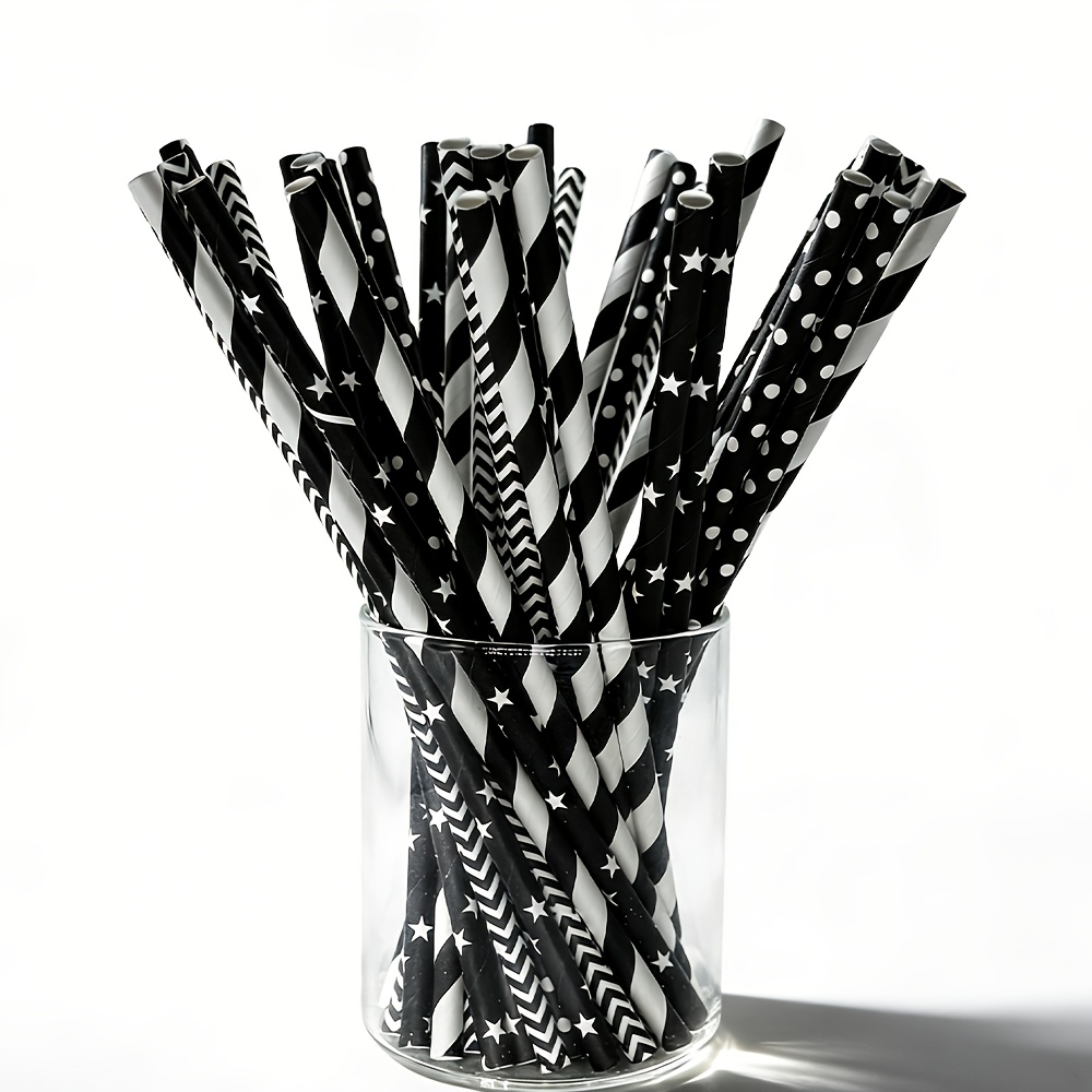 100pcs of disposable black mix - Paper Straw Color ulasan dan harga