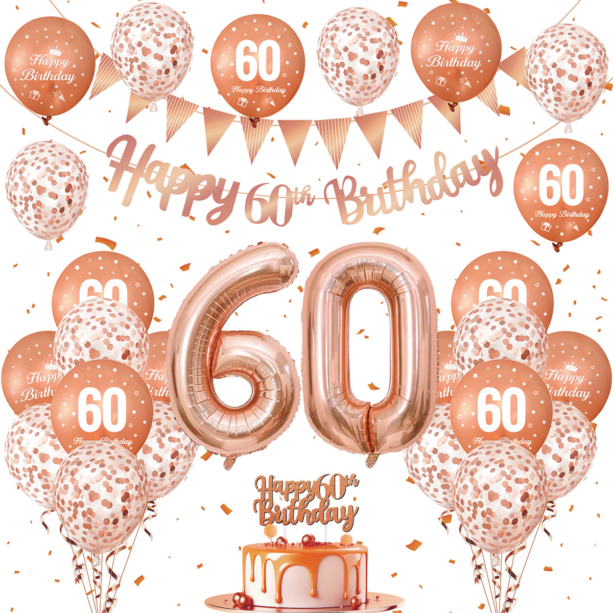 1Set Rose Gold Birthday Decora - Party Banner Gold ulasan dan harga