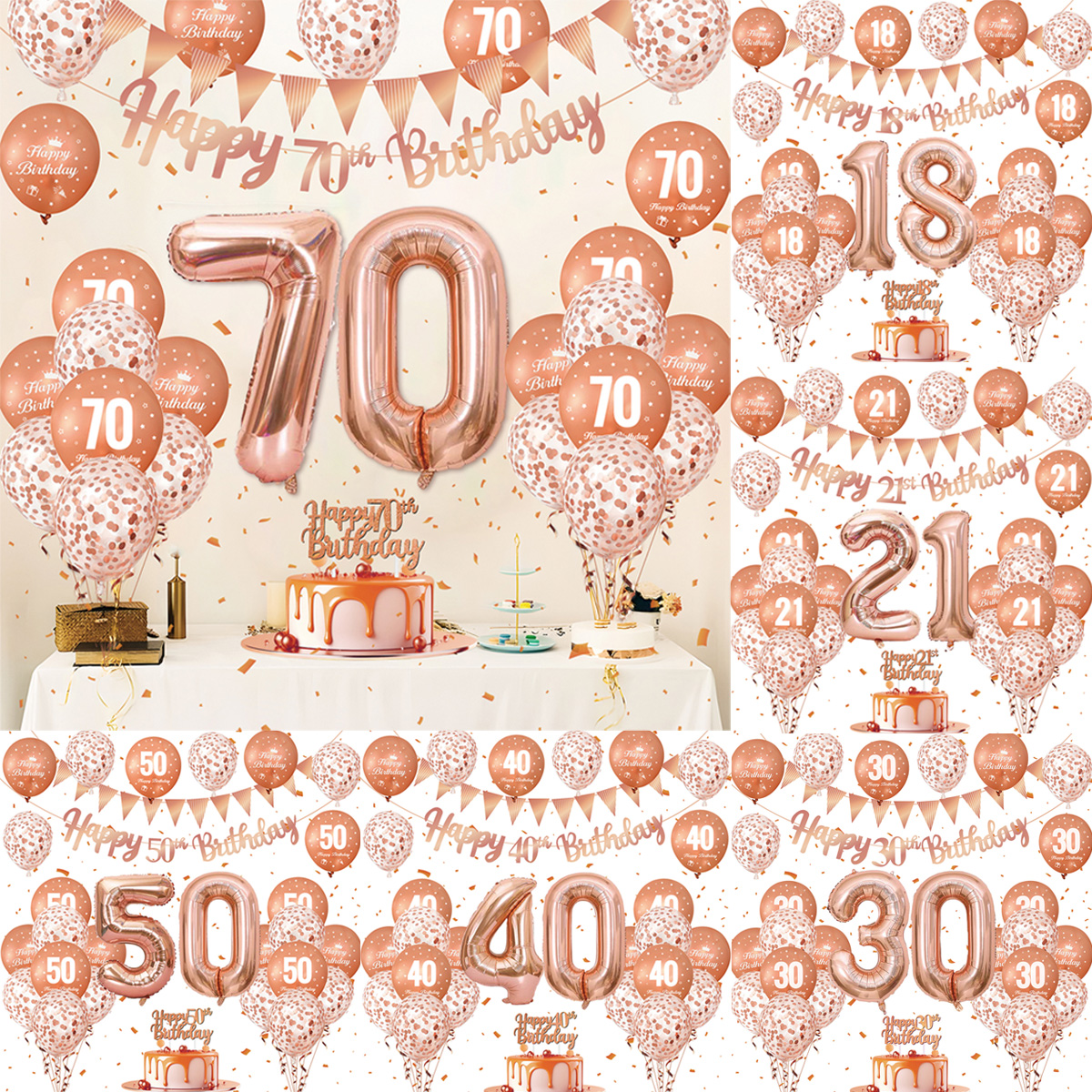 1Set Rose Gold Birthday Decora - Party Banner Gold ulasan dan harga