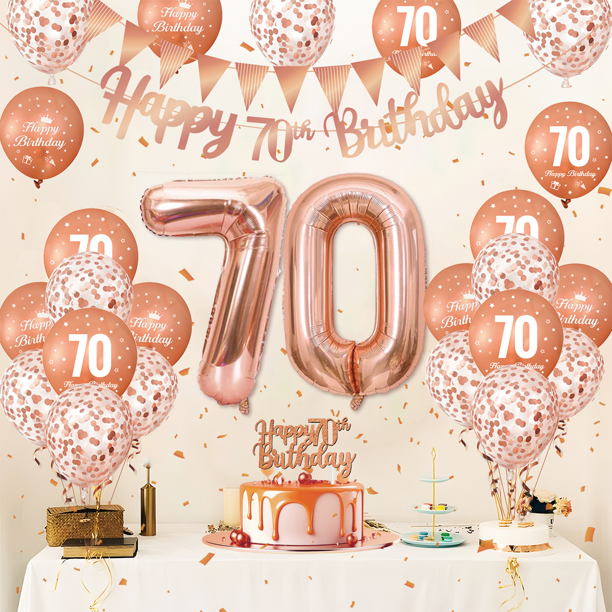 1Set Rose Gold Birthday Decora - Party Banner Gold ulasan dan harga