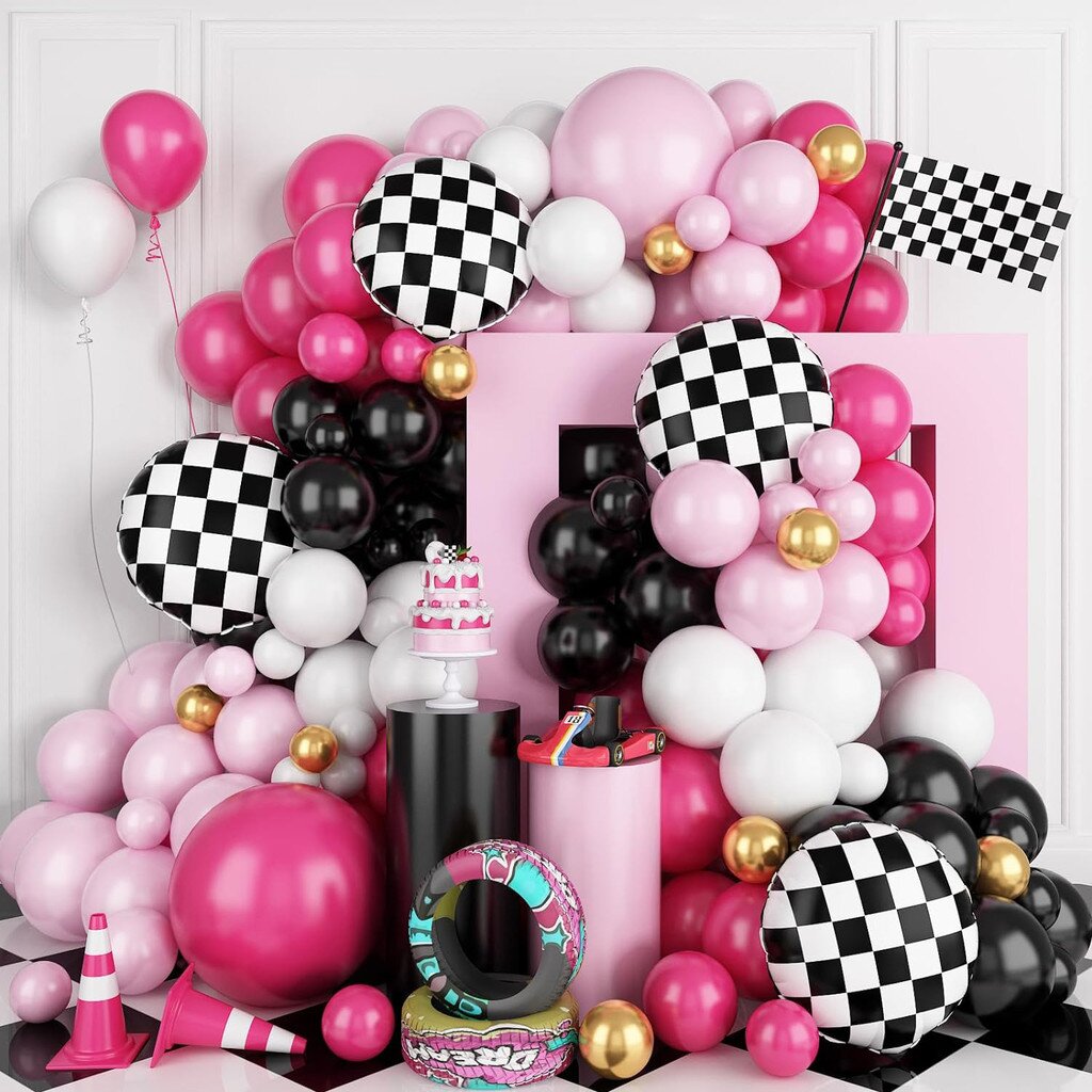 116Pcs Pink Race Car Balloon A - Balloon Arch Kit ulasan dan harga