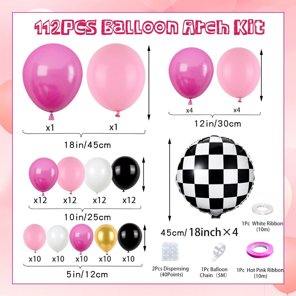 116Pcs Pink Race Car Balloon A - Balloon Arch Kit ulasan dan harga