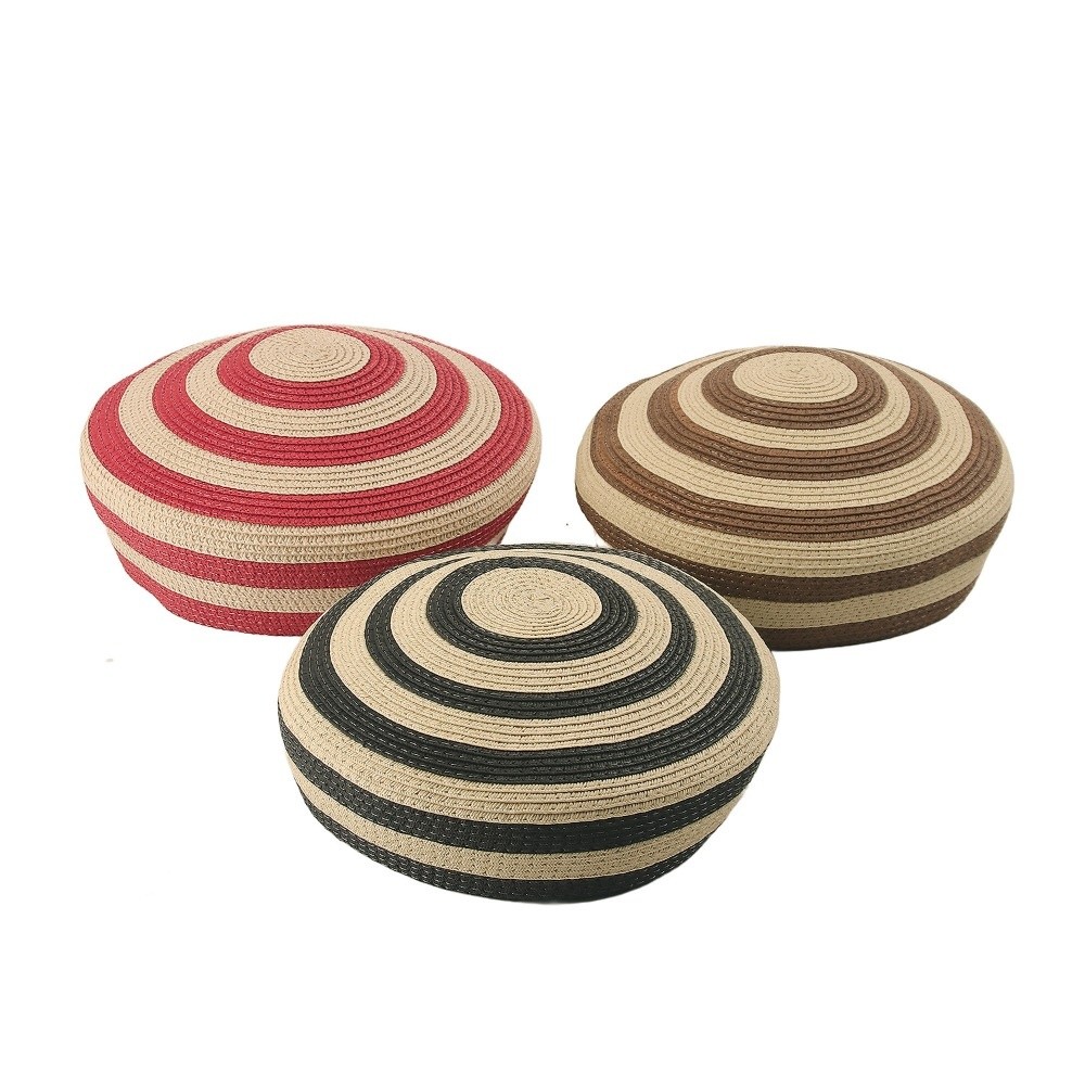 Brim Hat Striped Pattern Straw - Paper Straw Color ulasan dan harga