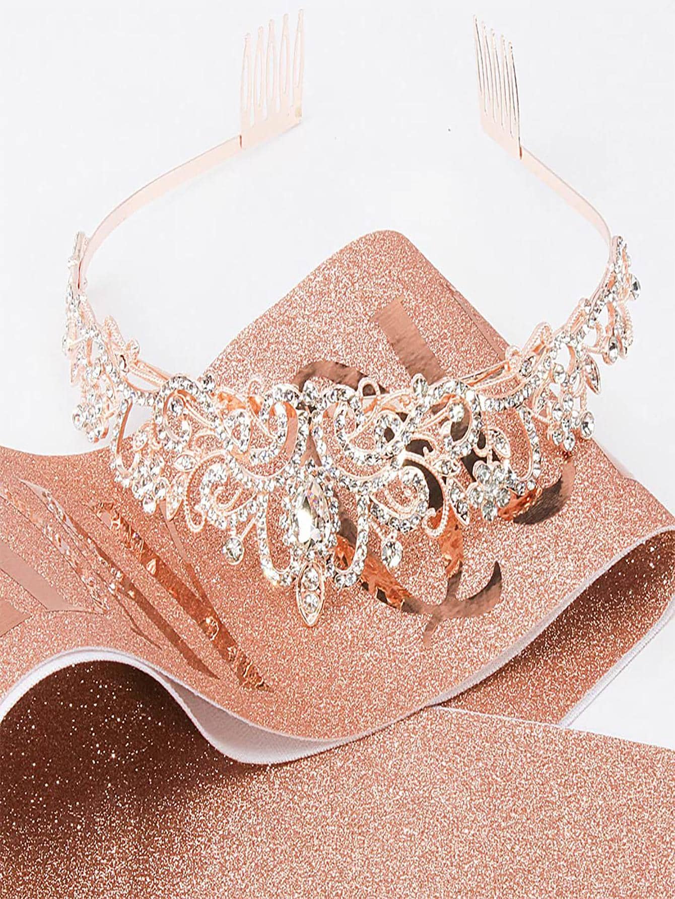 Bling Rhinestone Crystal Crown - Birthday Sash Glitter ulasan dan harga