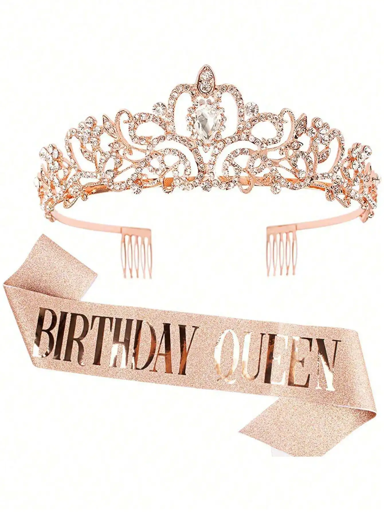 Bling Rhinestone Crystal Crown - Birthday Sash Glitter ulasan dan harga