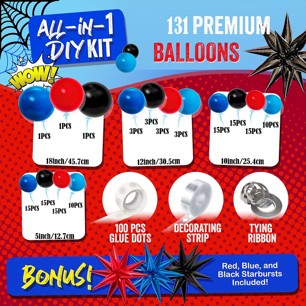 Black Red Blue Latex Balloons  - Balloon Arch Kit ulasan dan harga