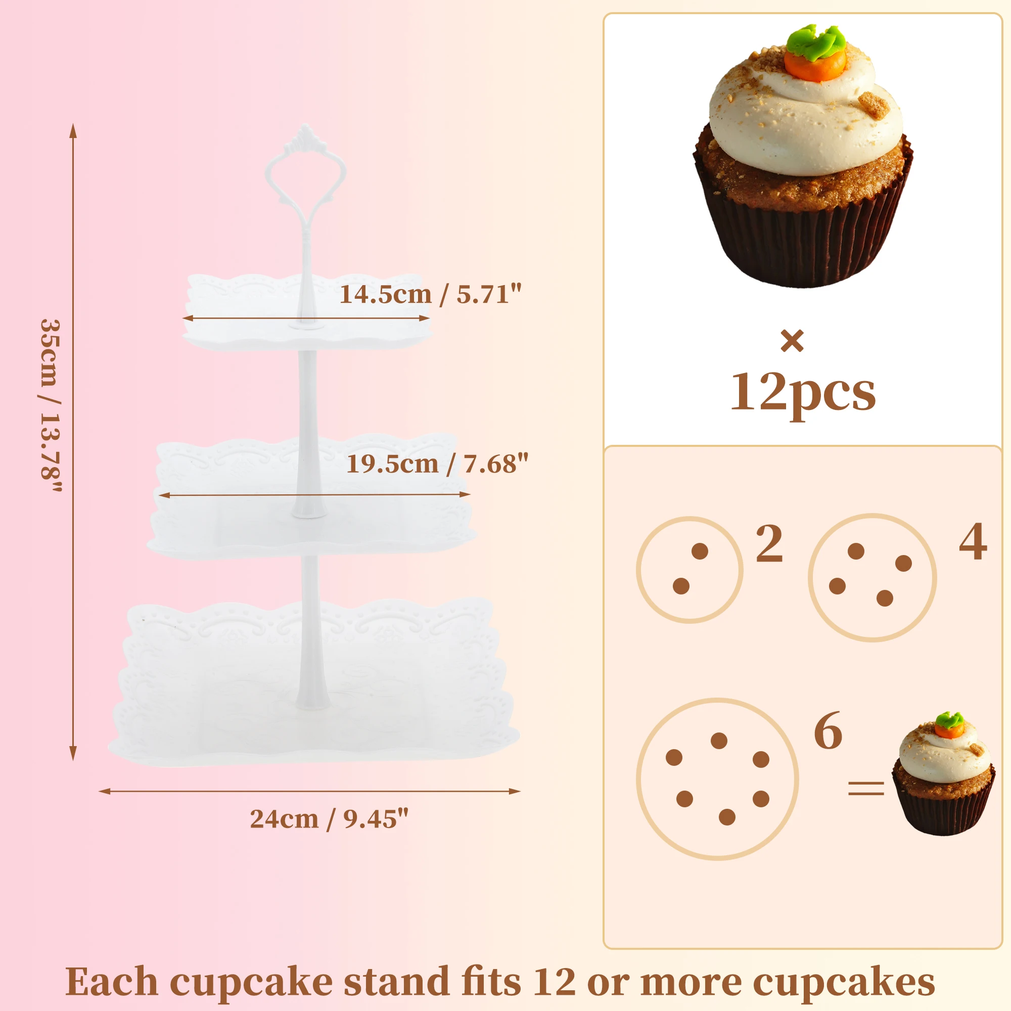 3 Tier Square Cupcake Stand wi - Cupcake Stand Tier ulasan dan harga