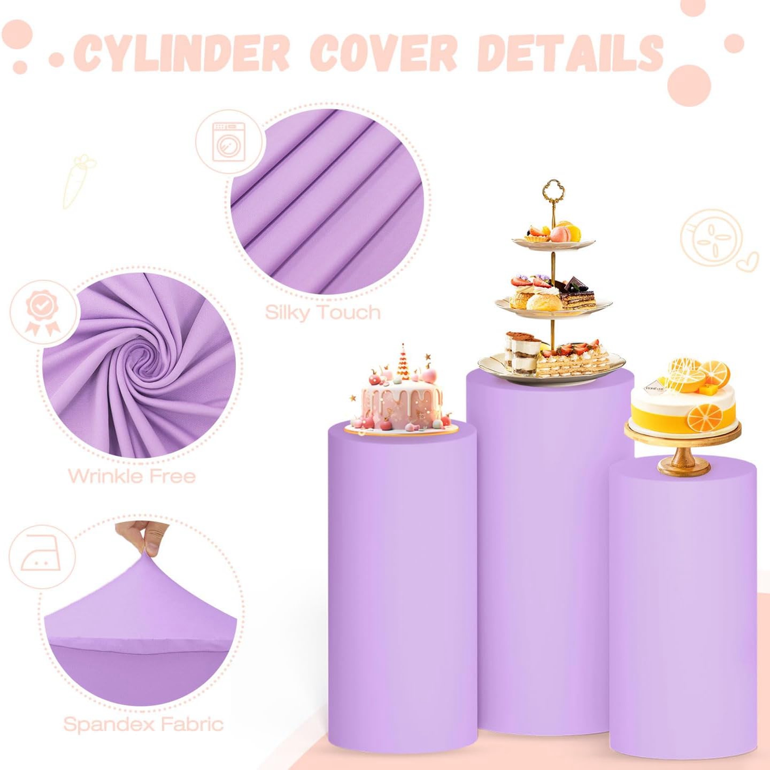 Yeele Purple Cylinder Stand Co - Dessert Table Backdrop ulasan dan harga