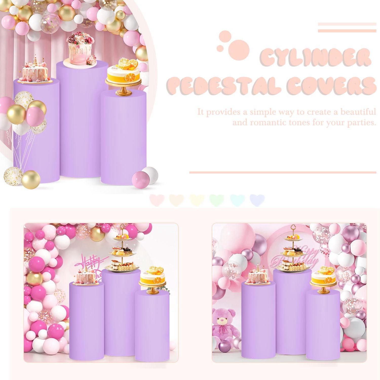 Yeele Purple Cylinder Stand Co - Dessert Table Backdrop ulasan dan harga