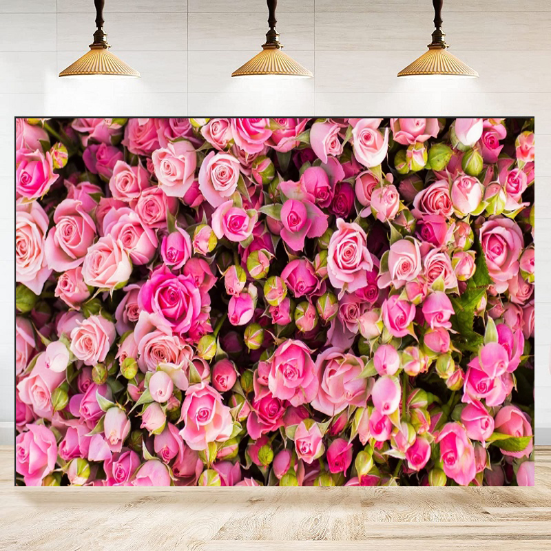 Pink Red Rose Flowers Theme Ph - Dessert Table Backdrop ulasan dan harga