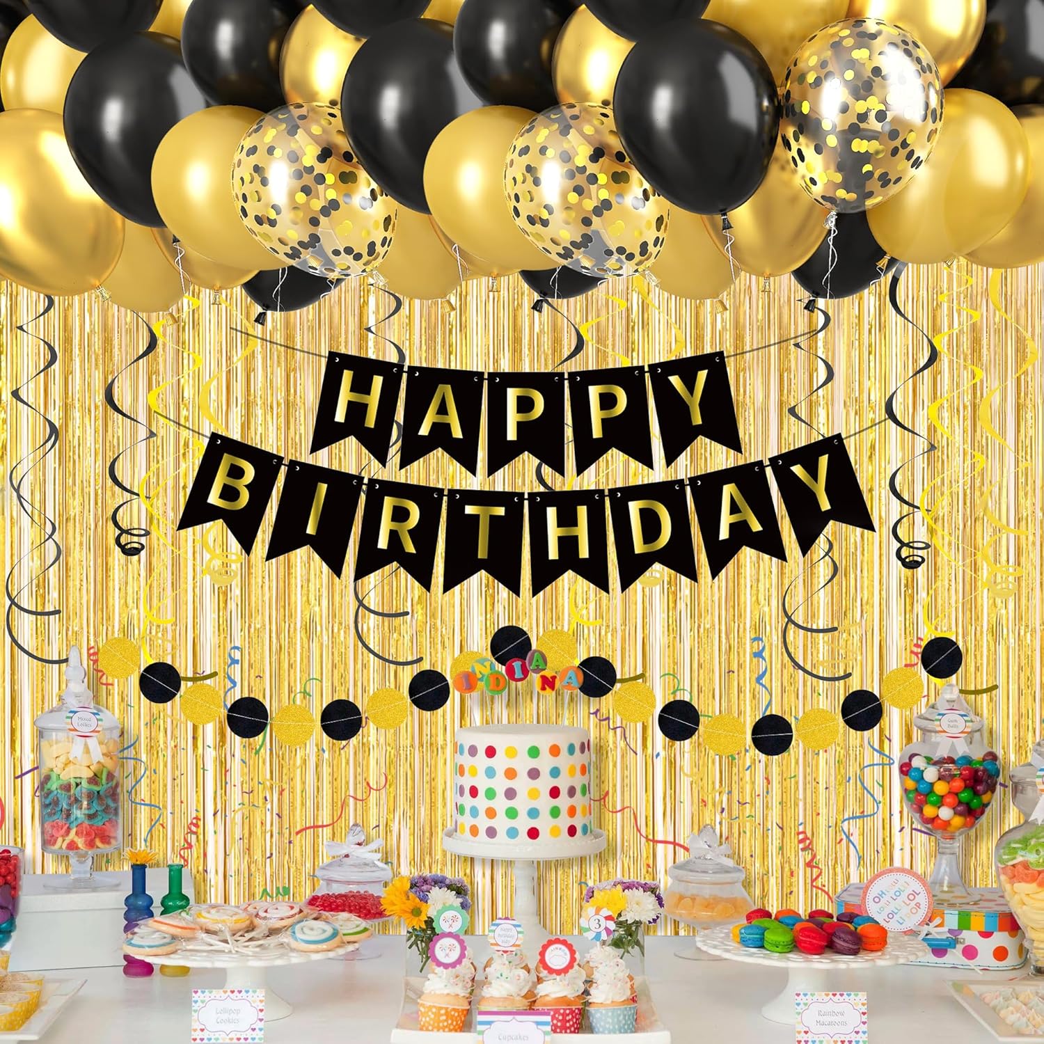 Black Gold Happy Birthday Deco - Balloon Arch Kit ulasan dan harga