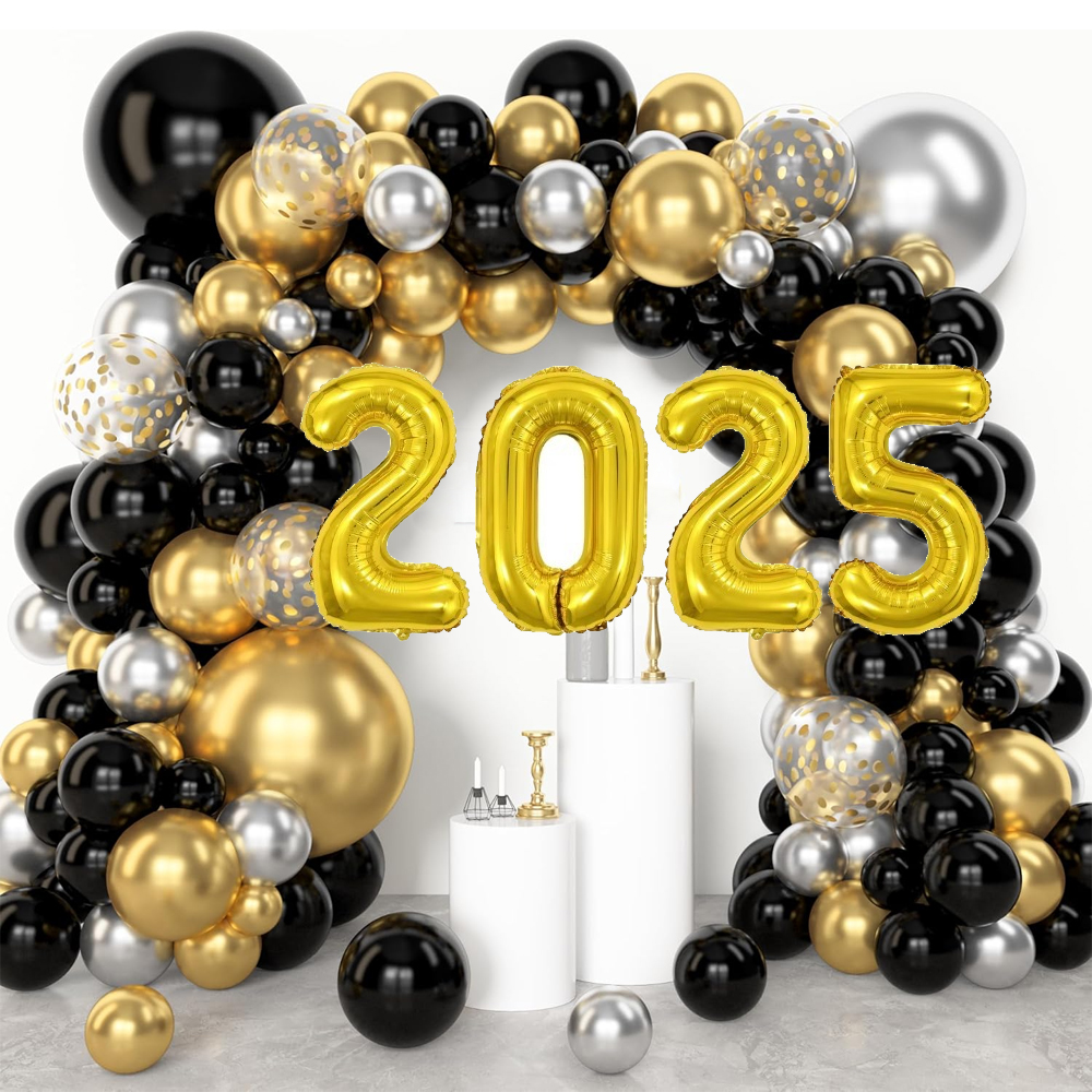Black Gold Happy Birthday Deco - Balloon Arch Kit ulasan dan harga