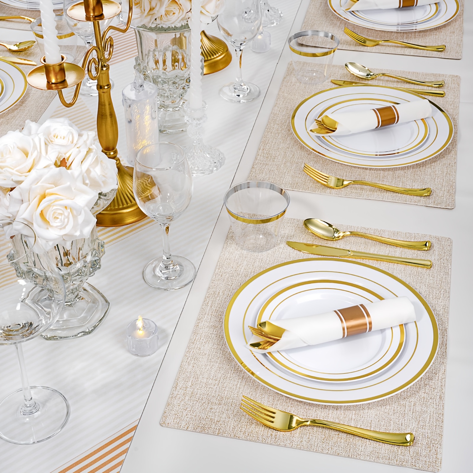 700-Piece Elegant Golden-Trimm - Napkin Folding Set ulasan dan harga