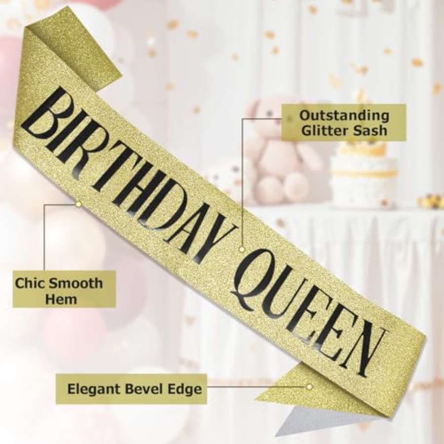 Birthday Queen Sash Glitter Go - Birthday Sash Glitter ulasan dan harga