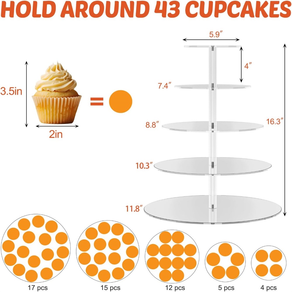 1pack 3/4/5 Tier Acrylic Round - Cupcake Stand Tier ulasan dan harga