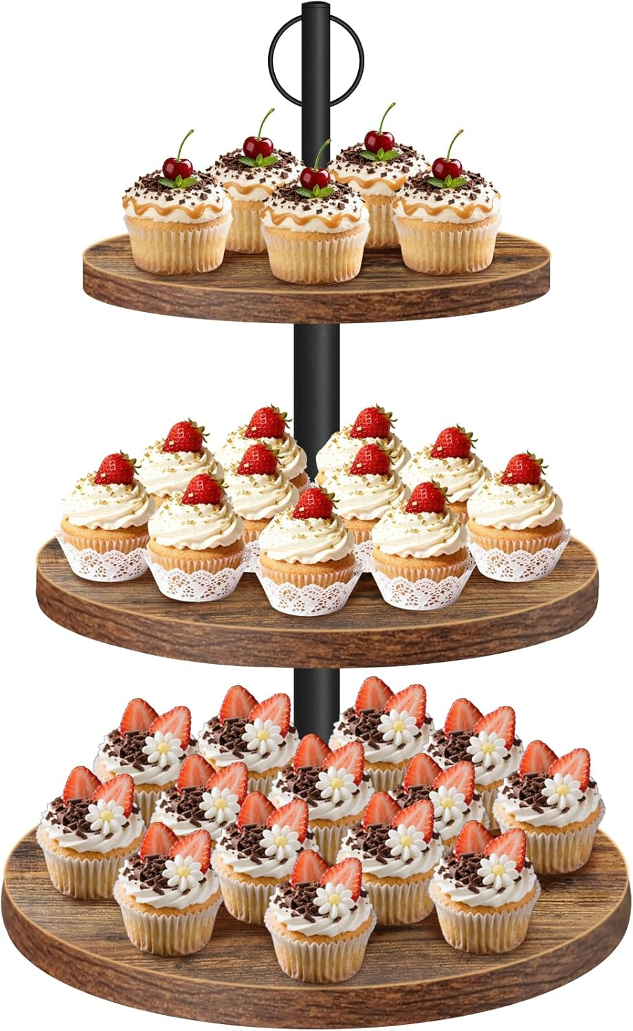 3-Tier Rustic Wood Cupcake Sta - Cupcake Stand Tier ulasan dan harga