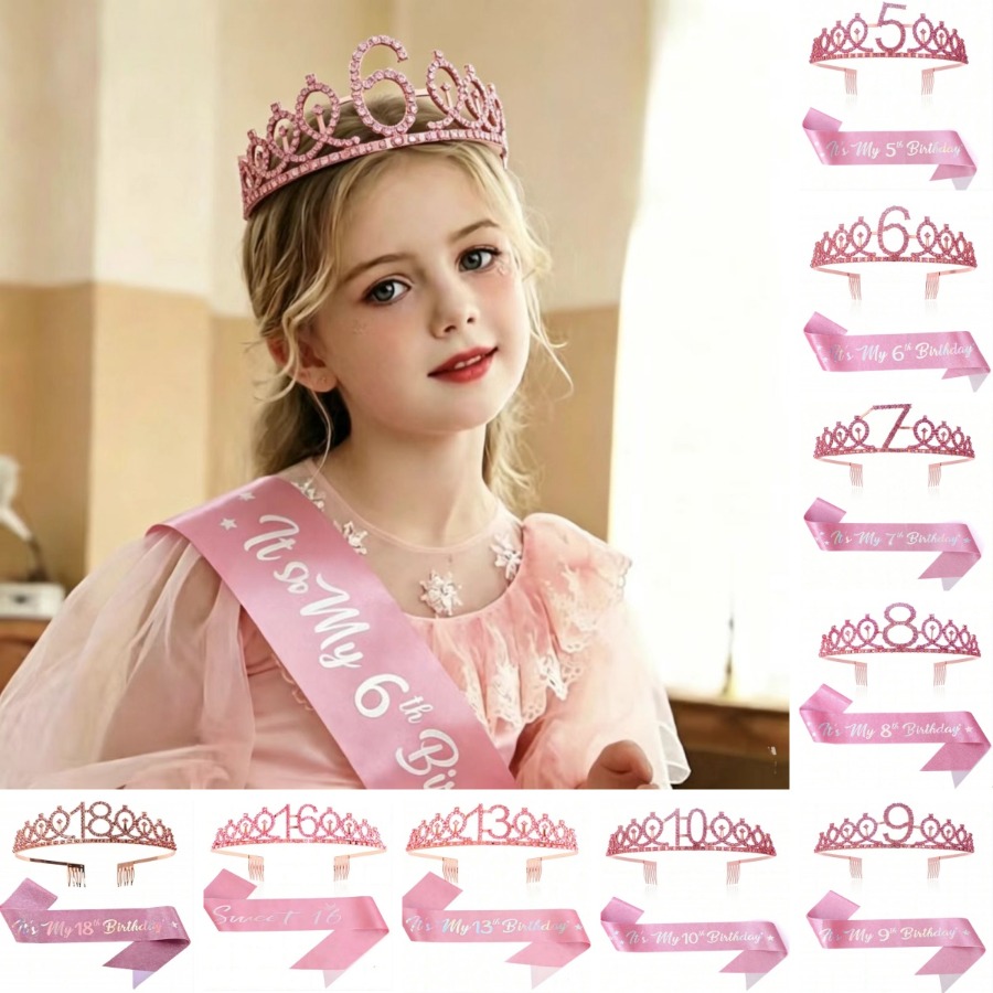 Glitter Birthday Crown Sash Wo - Birthday Sash Glitter ulasan dan harga