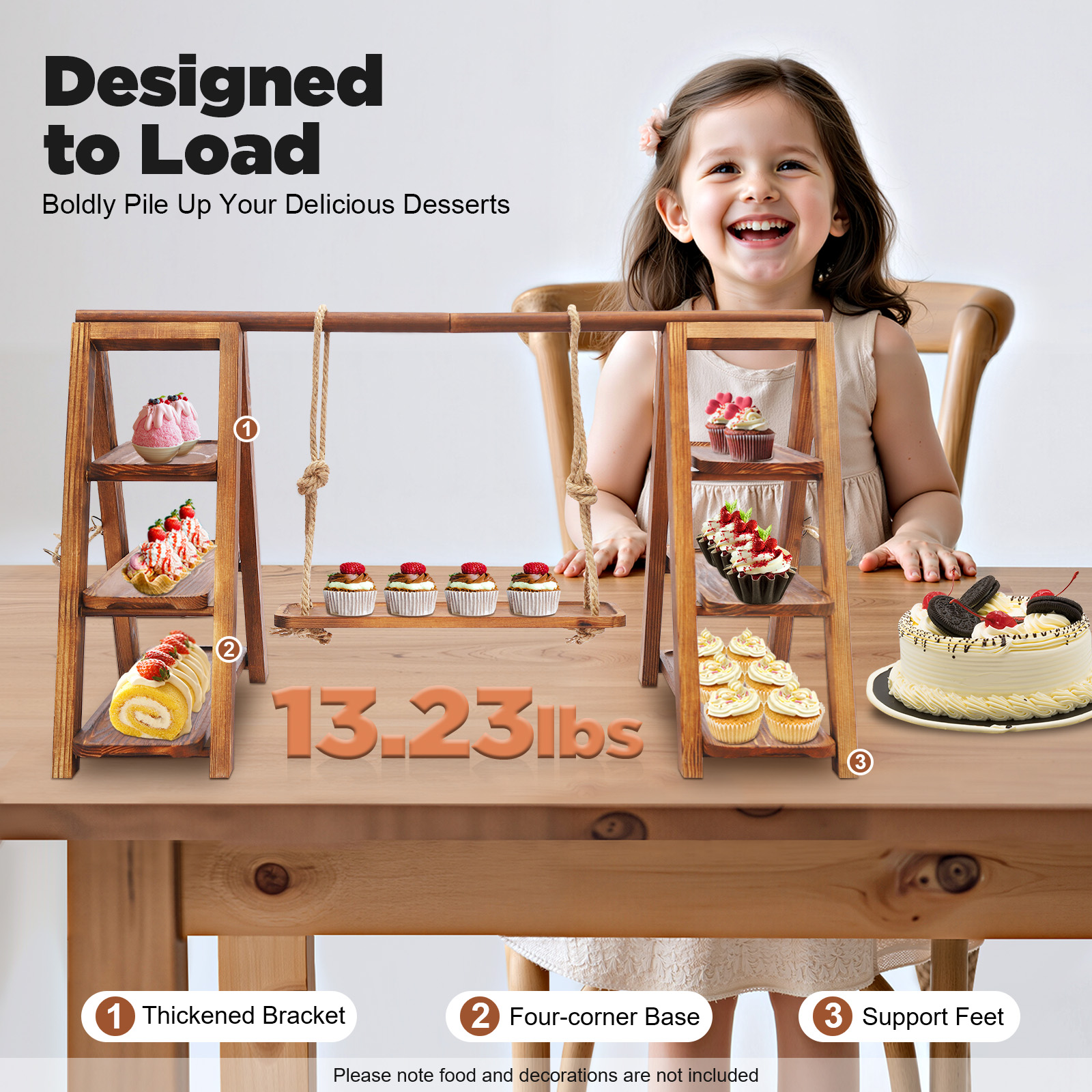 Wooden 3 Tier Cupcake Stand wi - Cupcake Stand Tier ulasan dan harga