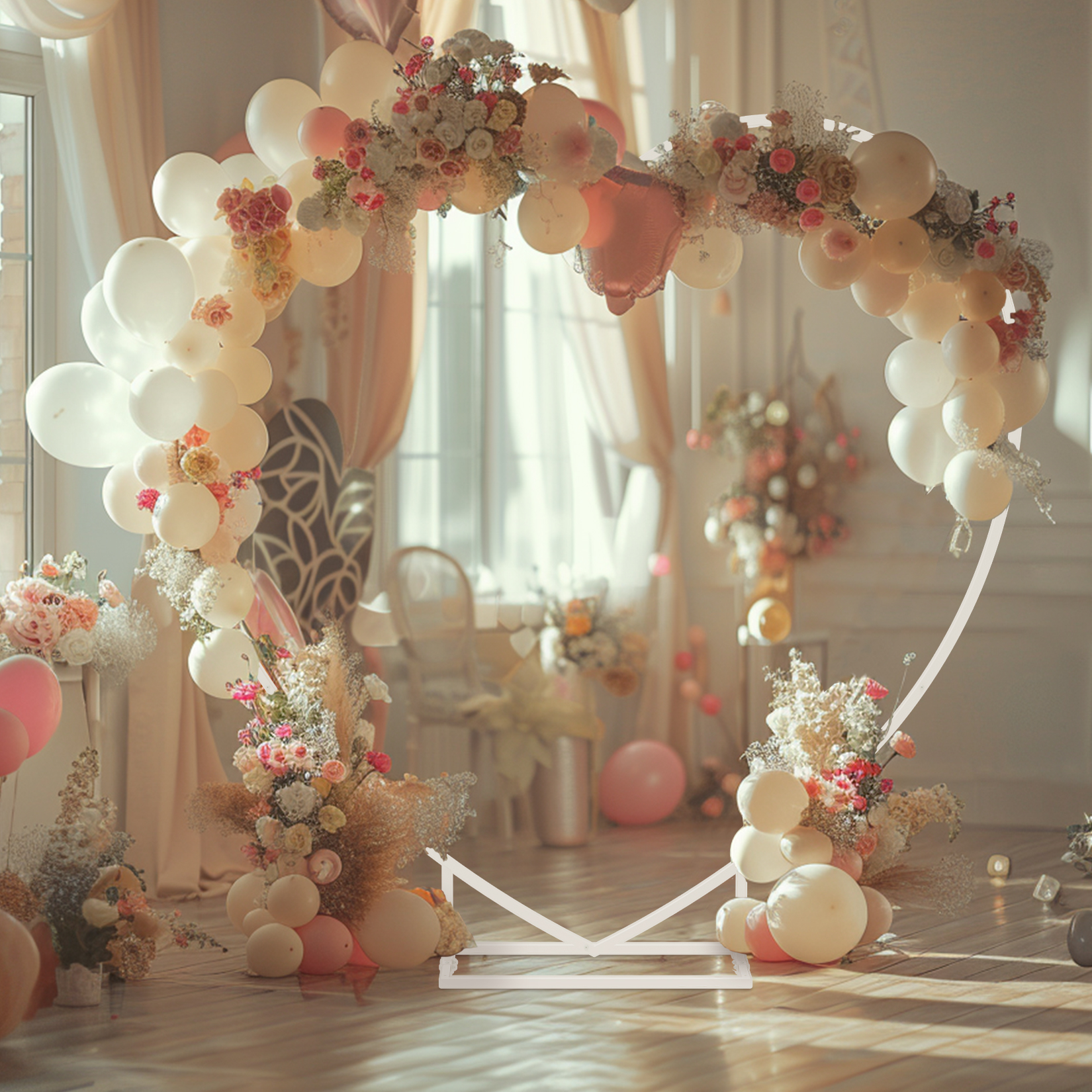Heart Shaped White Metal Ballo - Balloon Arch Kit ulasan dan harga