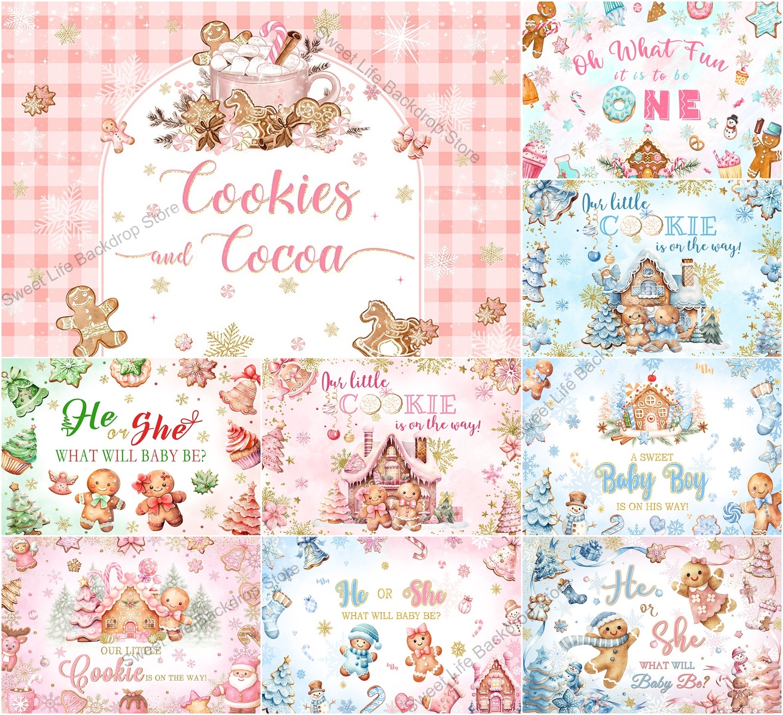 Christmas Gingerbread Baby Sho - Dessert Table Backdrop ulasan dan harga